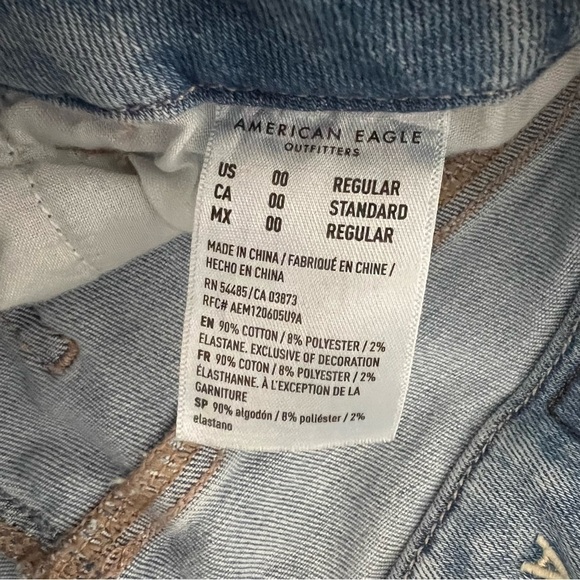 American Eagle Jeans Women 00 R Curvy Hi Rise Jegging light distressed b22 - Picture 7 of 10